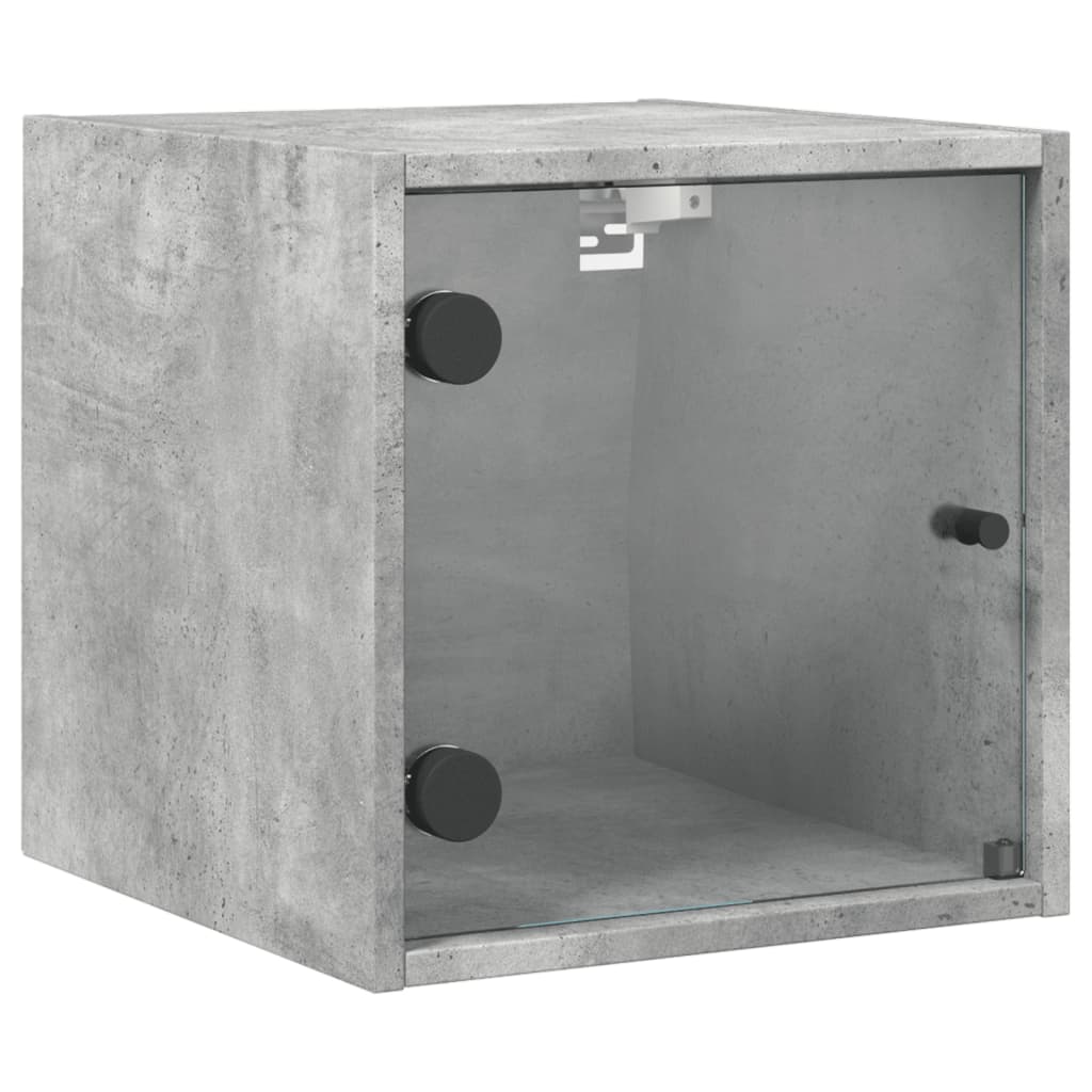 sengebord med glaslåger 35x37x35 cm betongrå
