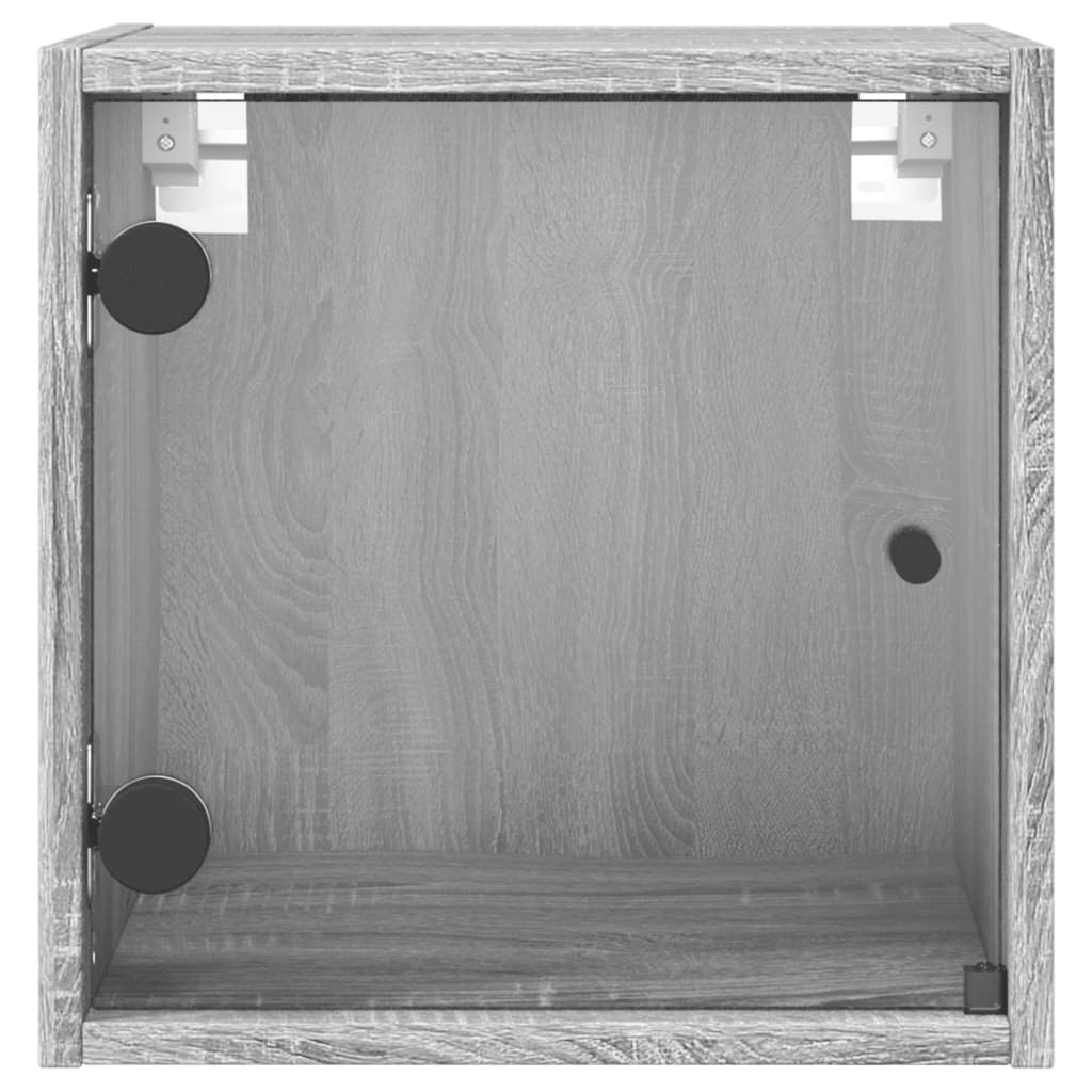 sengebord med glaslåger 35x37x35 cm grå sonoma-eg