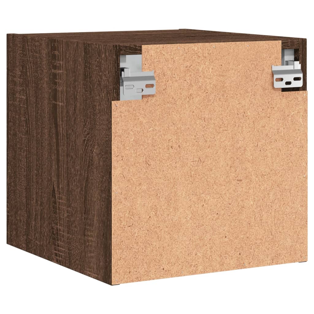 sengebord med glaslåger 35x37x35 cm brun egetræ
