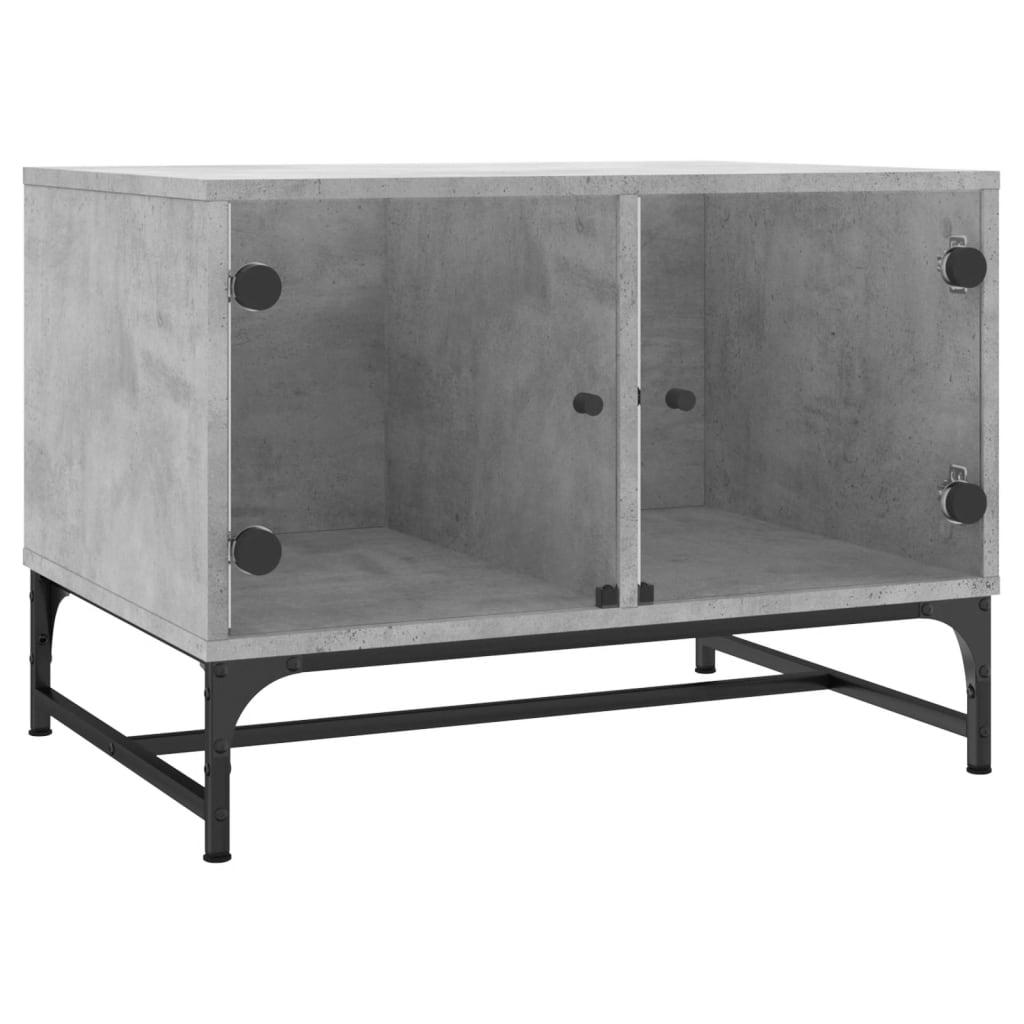 sofabord med glaslåger 68,5x50x50 cm betongrå