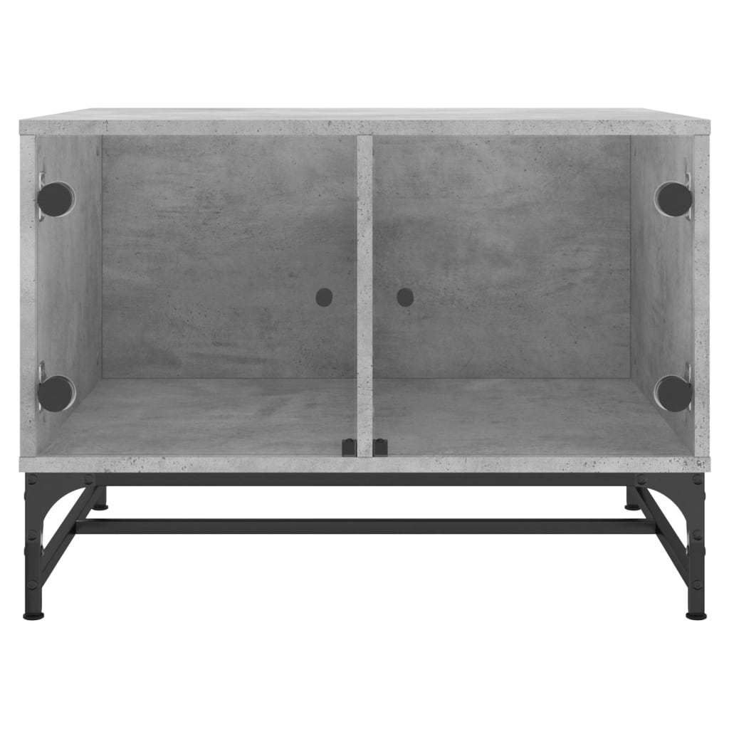 sofabord med glaslåger 68,5x50x50 cm betongrå