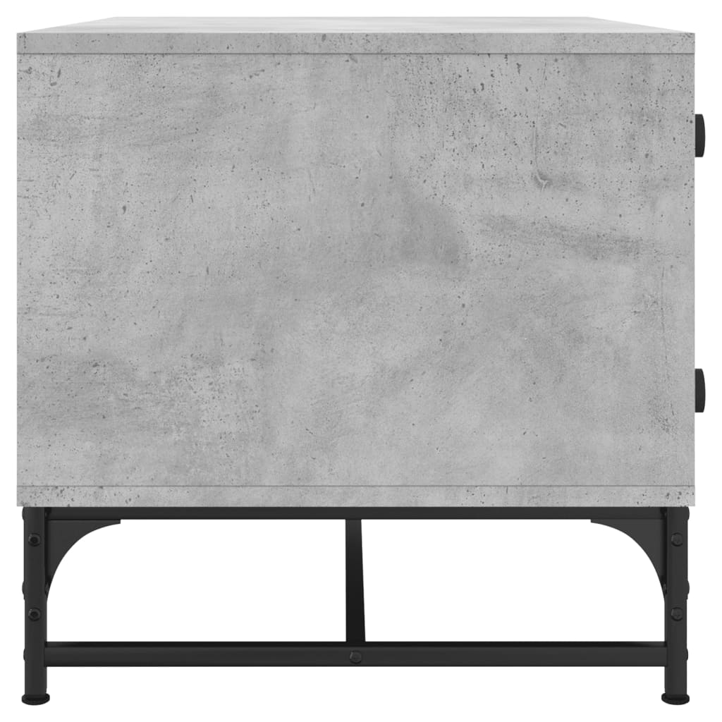 sofabord med glaslåger 68,5x50x50 cm betongrå