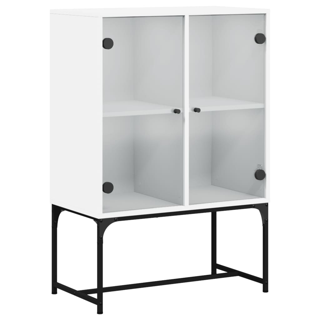 skab med glaslåger 69x37x100 cm hvid