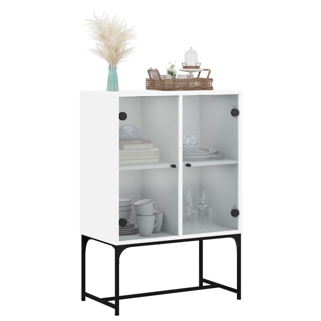 skab med glaslåger 69x37x100 cm hvid
