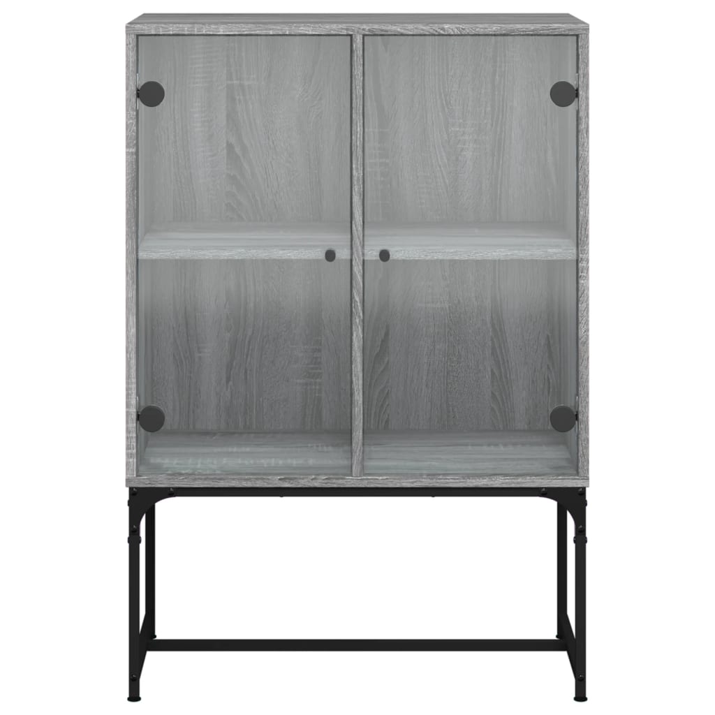 skab med glaslåger 69x37x100 cm grå sonoma-eg