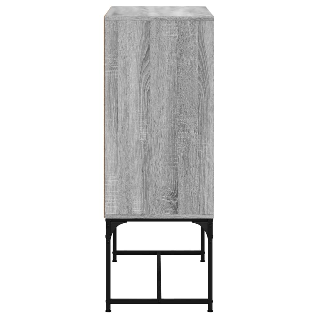 skab med glaslåger 69x37x100 cm grå sonoma-eg