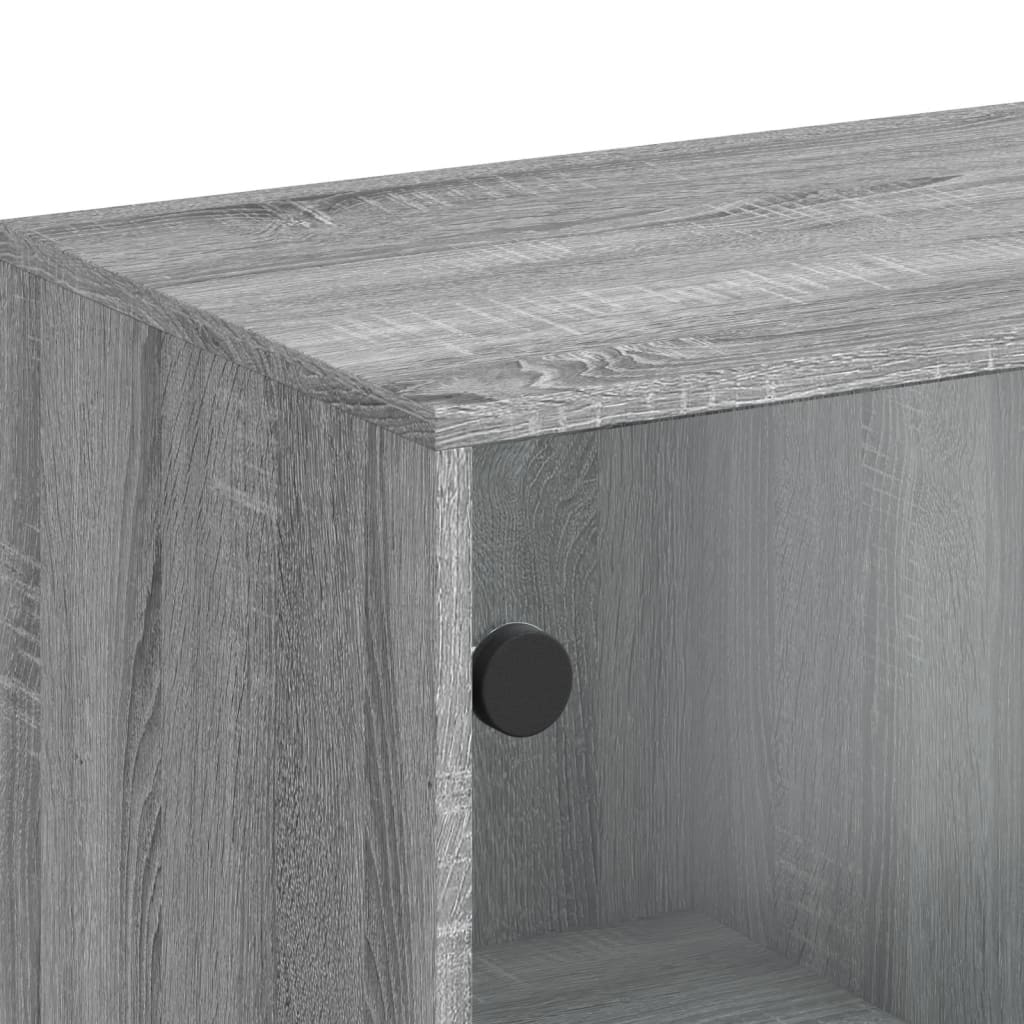 skab med glaslåger 69x37x100 cm grå sonoma-eg