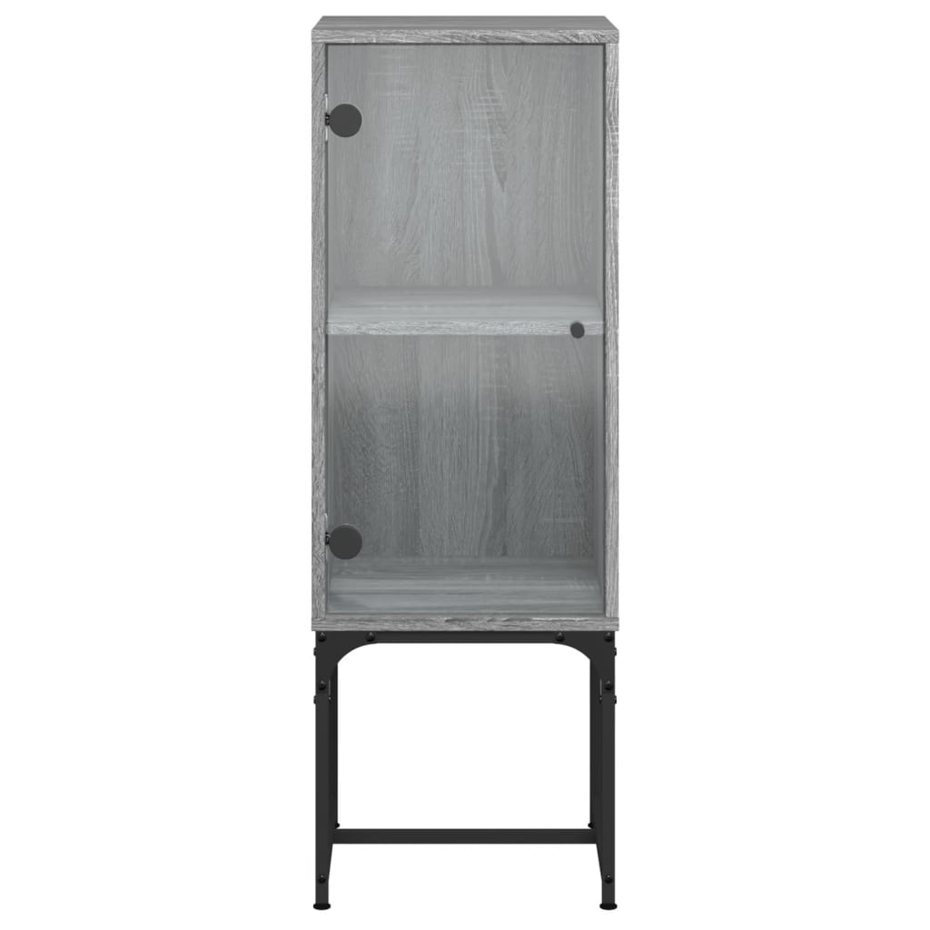skab med glaslåge 35x37x100 cm grå sonoma-eg