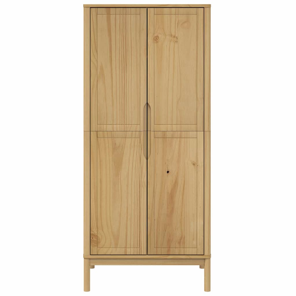klædeskab FLORO 77x53x171 cm massivt fyrretræ gyldenbrun