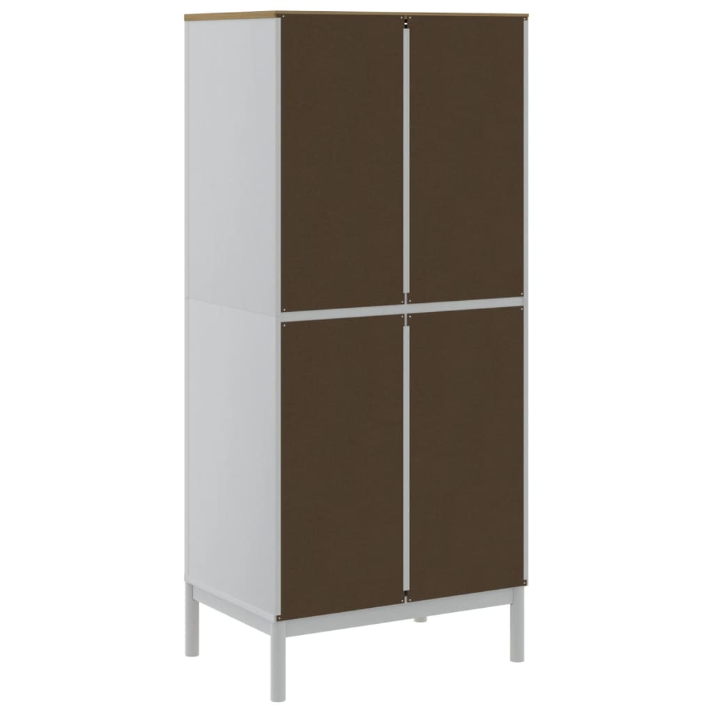klædeskab FLORO 77x53x171 cm massivt fyrretræ hvid