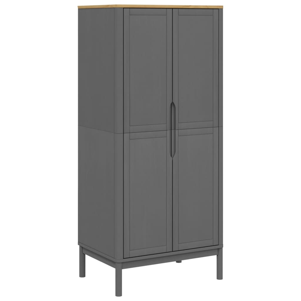 klædeskab FLORO 77x53x171 cm massivt fyrretræ grå