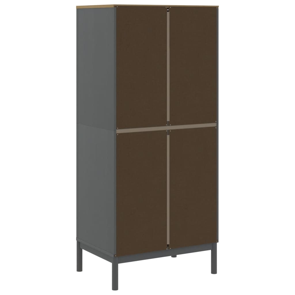 klædeskab FLORO 77x53x171 cm massivt fyrretræ grå