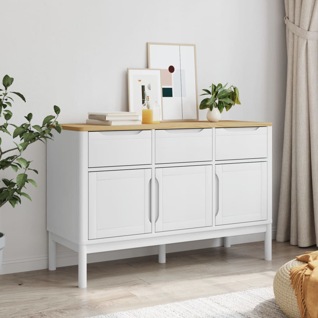 skænk FLORO 114x43x74 cm massivt fyrretræ hvid