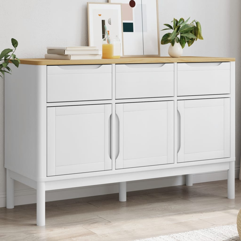 skænk FLORO 114x43x74 cm massivt fyrretræ hvid