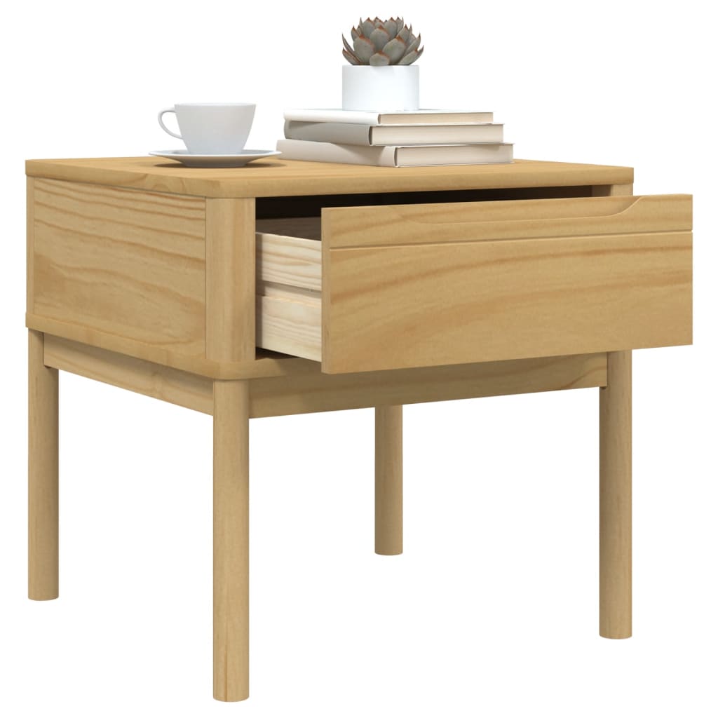 lampebord FLORO 55x55x54 cm massivt fyrretræ gyldenbrun
