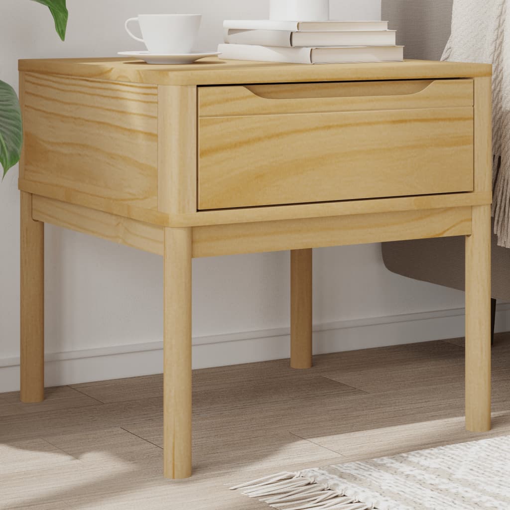 lampebord FLORO 55x55x54 cm massivt fyrretræ gyldenbrun