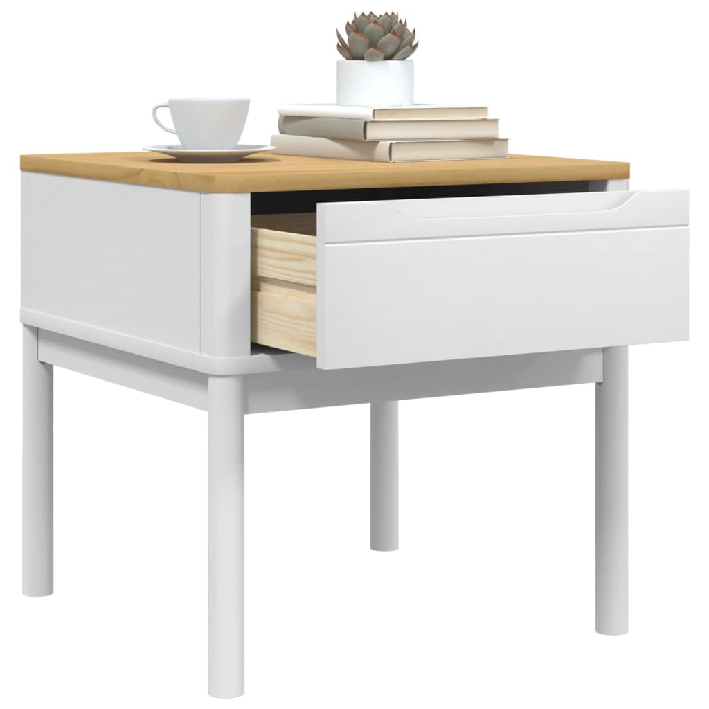lampebord FLORO 55x55x54 cm massivt fyrretræ hvid