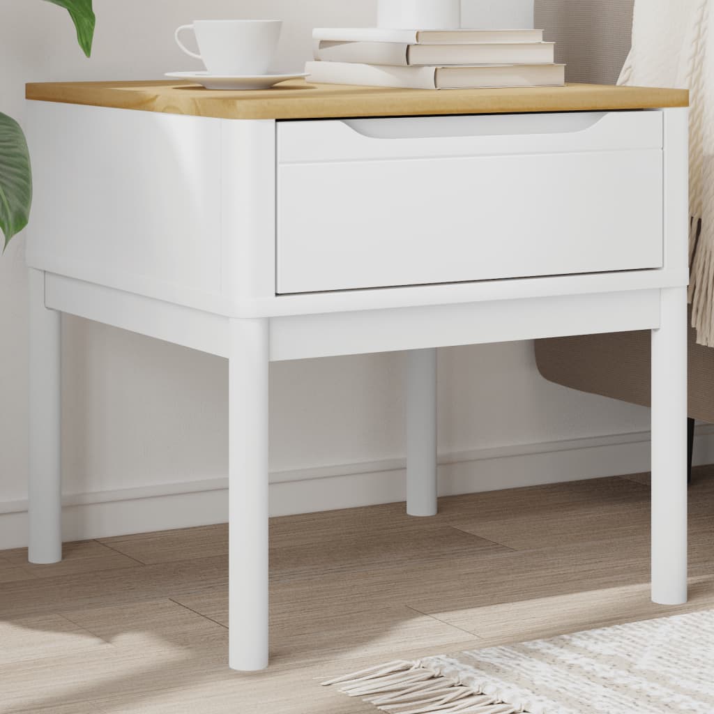 lampebord FLORO 55x55x54 cm massivt fyrretræ hvid