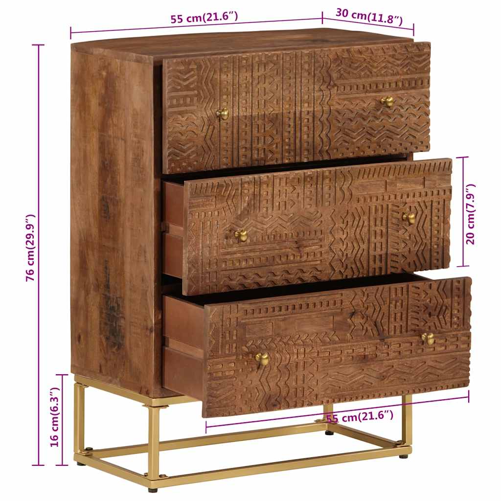 kommode 55x30x76 cm massivt mangotræ og jern