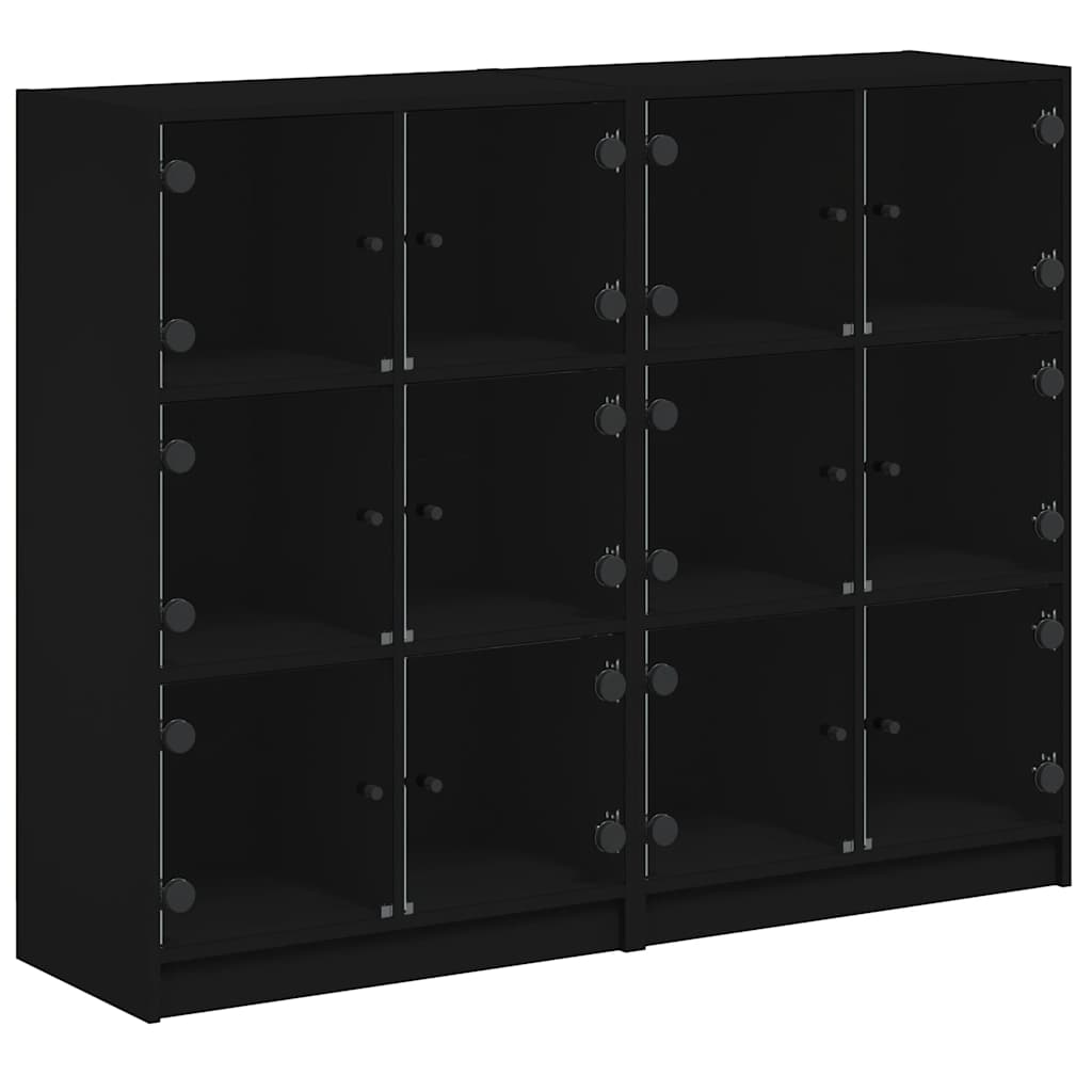bogreol med låger 136x37x109 cm konstrueret træ sort