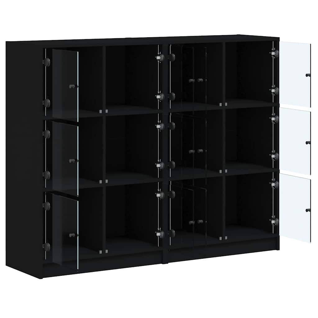 bogreol med låger 136x37x109 cm konstrueret træ sort