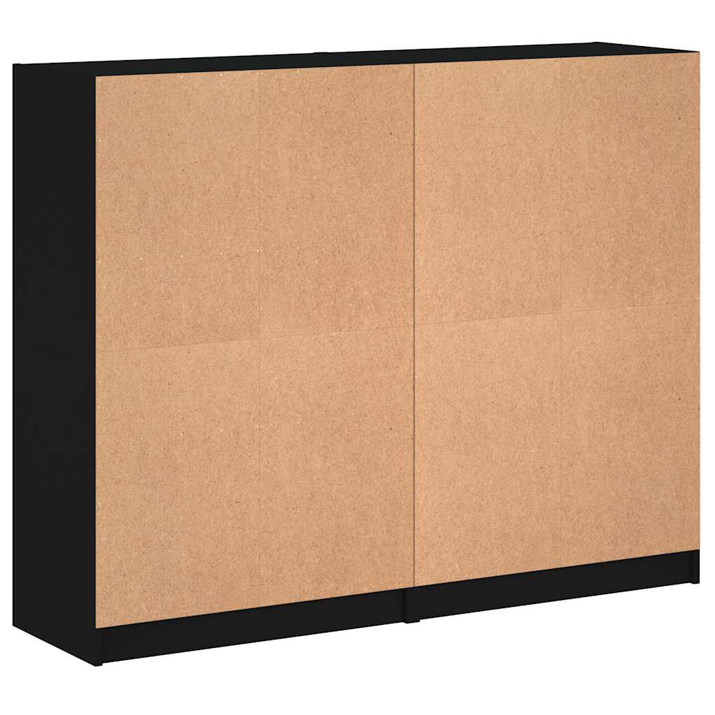 bogreol med låger 136x37x109 cm konstrueret træ sort
