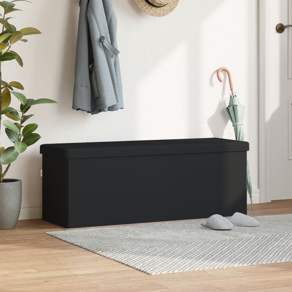 opbevaringsbænk foldbar PVC sort