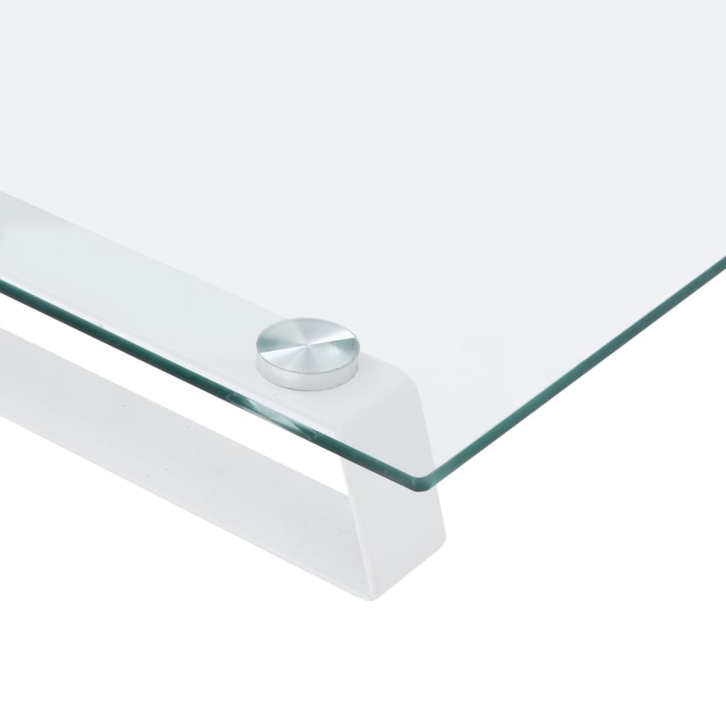 skærmstander 40x20x8 cm hærdet glas og metal hvid