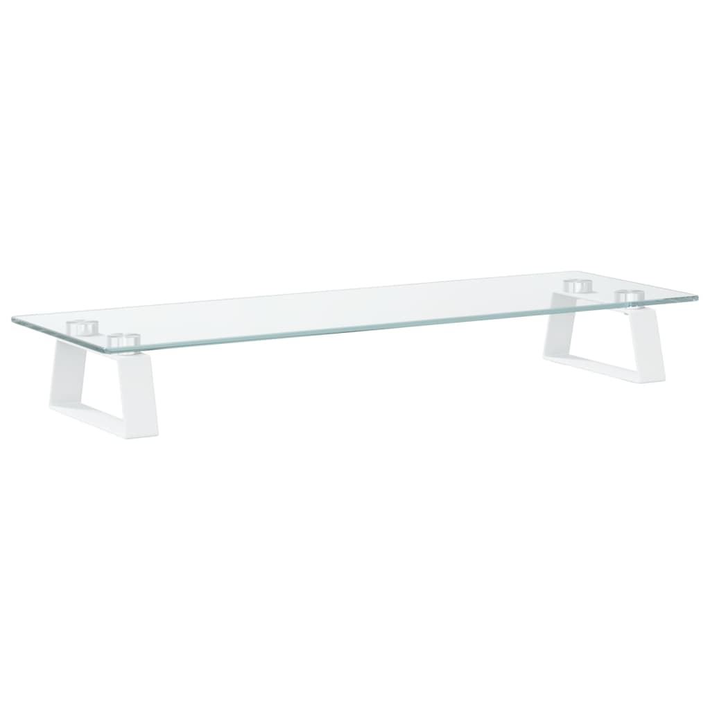 skærmstander 60x20x8 cm hærdet glas og metal hvid