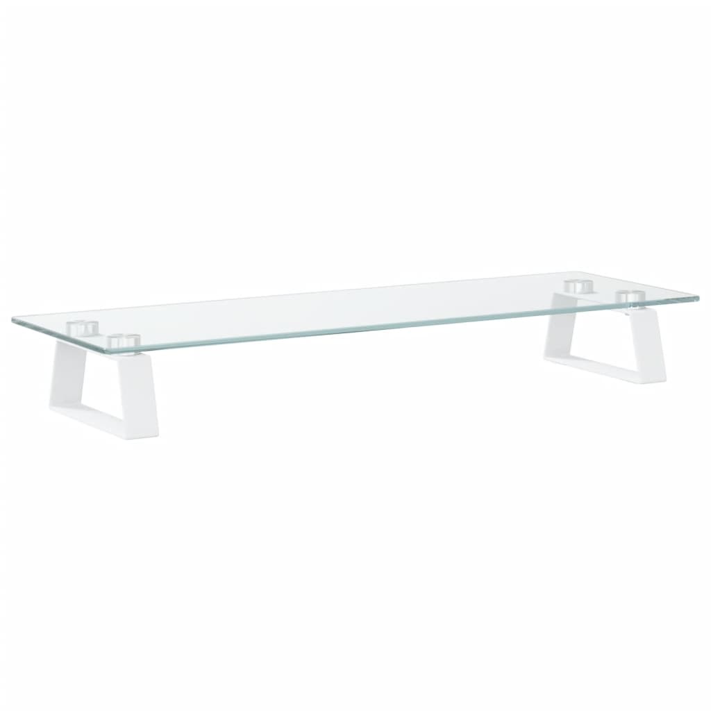 skærmstander 60x20x8 cm hærdet glas og metal hvid