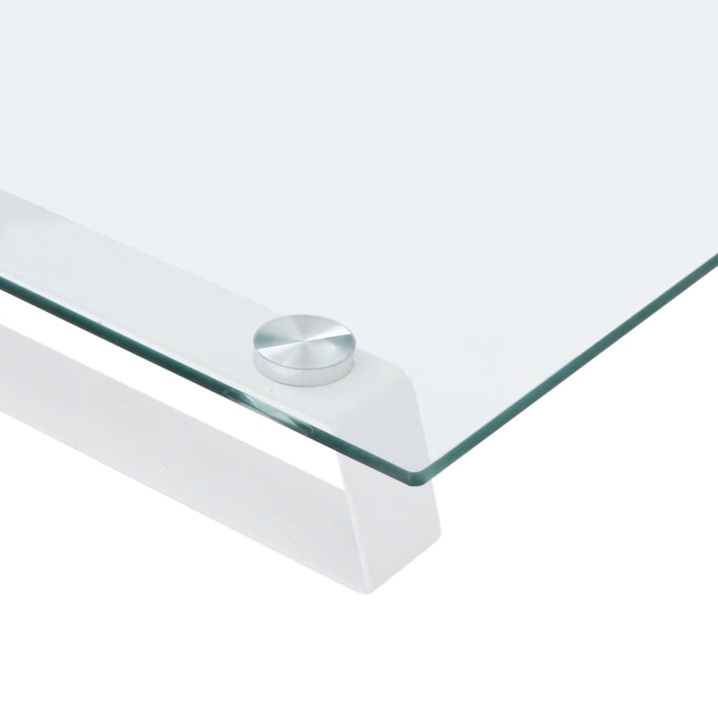 skærmstander 60x20x8 cm hærdet glas og metal hvid