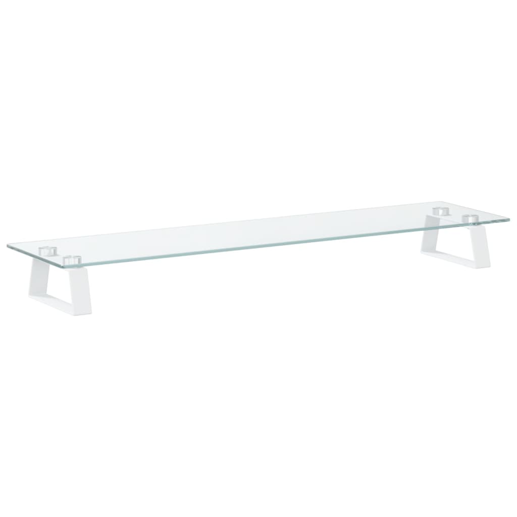 skærmstander 80x20x8 cm hærdet glas og metal hvid