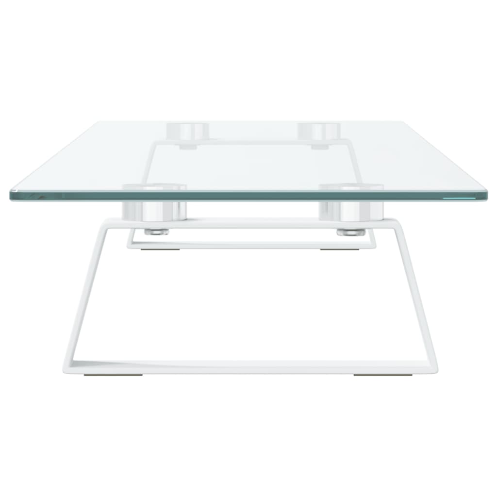 skærmstander 80x20x8 cm hærdet glas og metal hvid