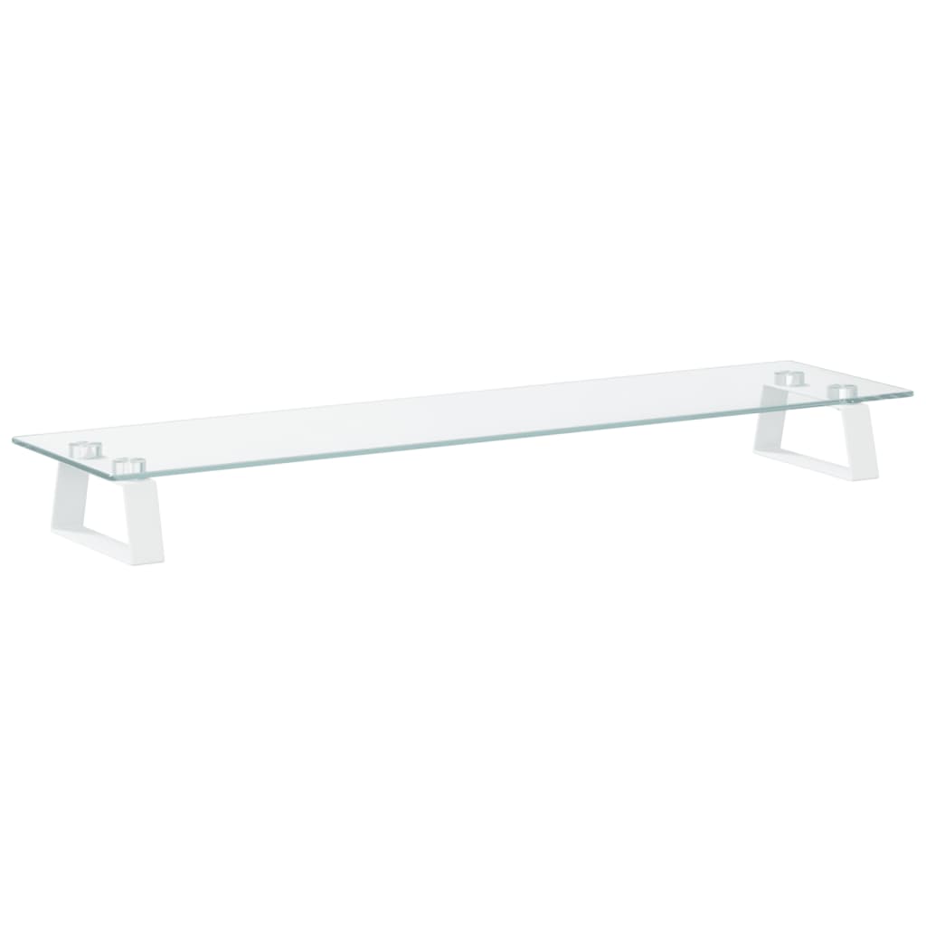 skærmstander 80x20x8 cm hærdet glas og metal hvid