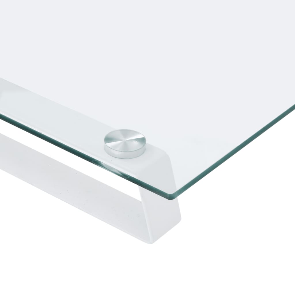 skærmstander 80x20x8 cm hærdet glas og metal hvid