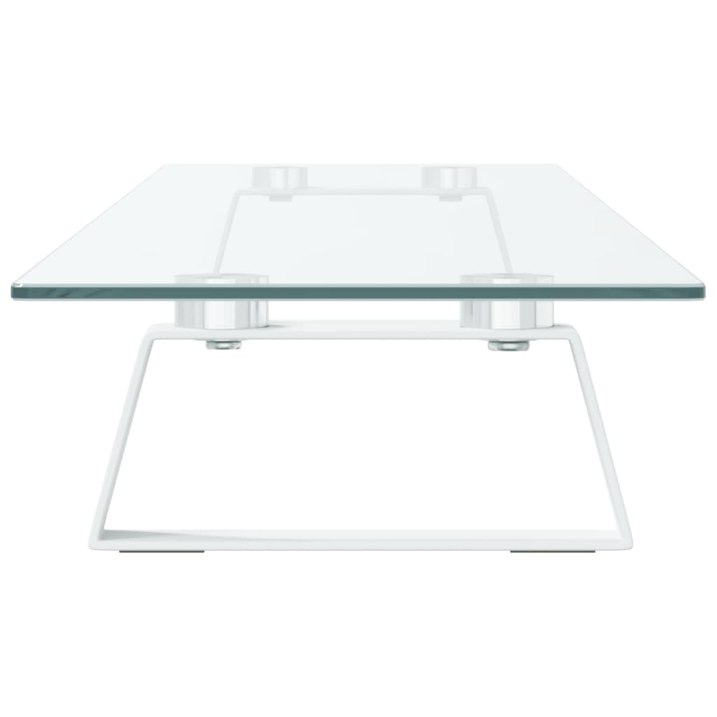 skærmstander 100x20x8 cm hærdet glas og metal hvid
