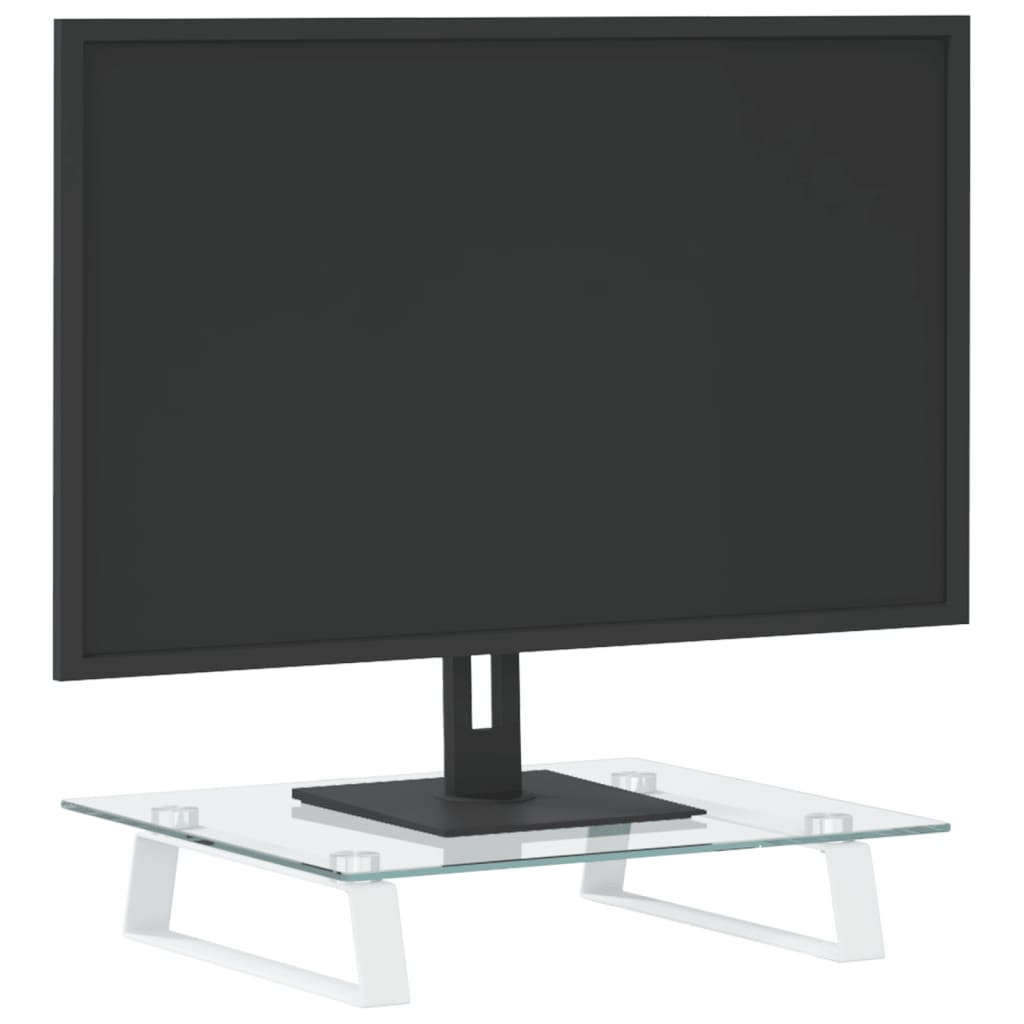 skærmstander 40x35x8 cm hærdet glas og metal hvid