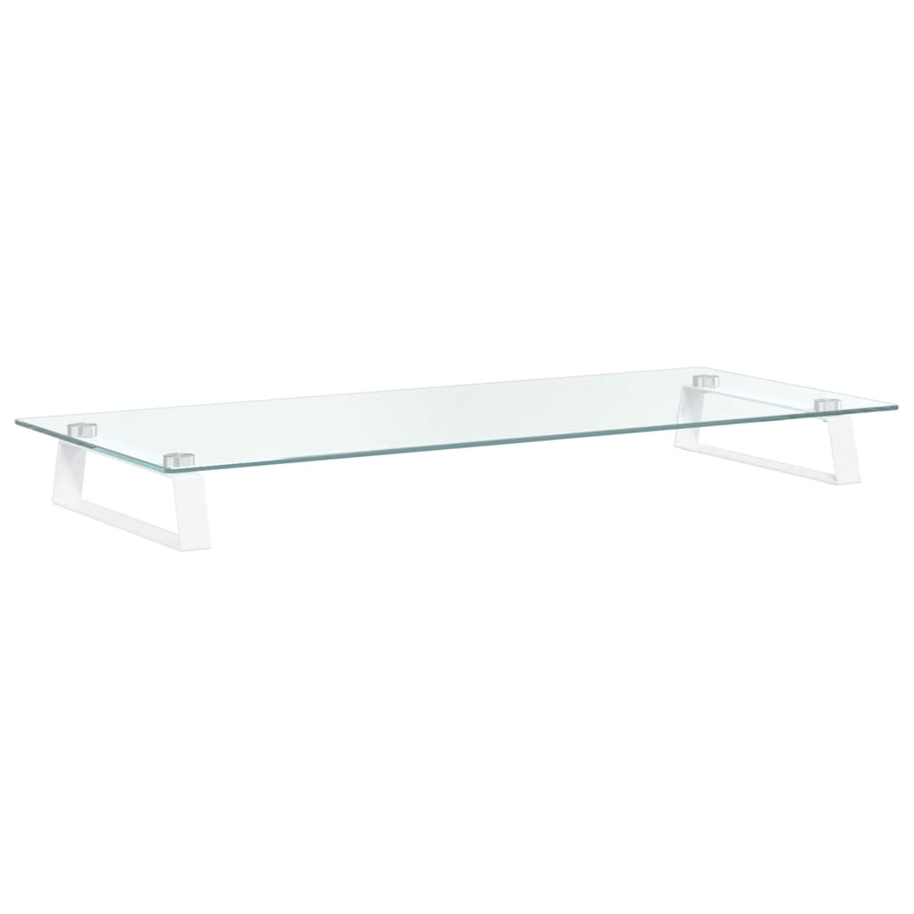 skærmstander 80x35x8 cm hærdet glas og metal hvid