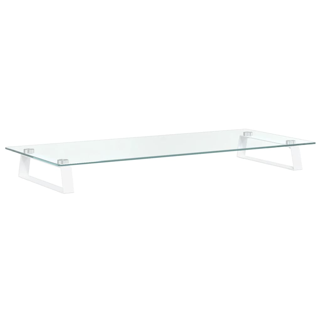 skærmstander 80x35x8 cm hærdet glas og metal hvid