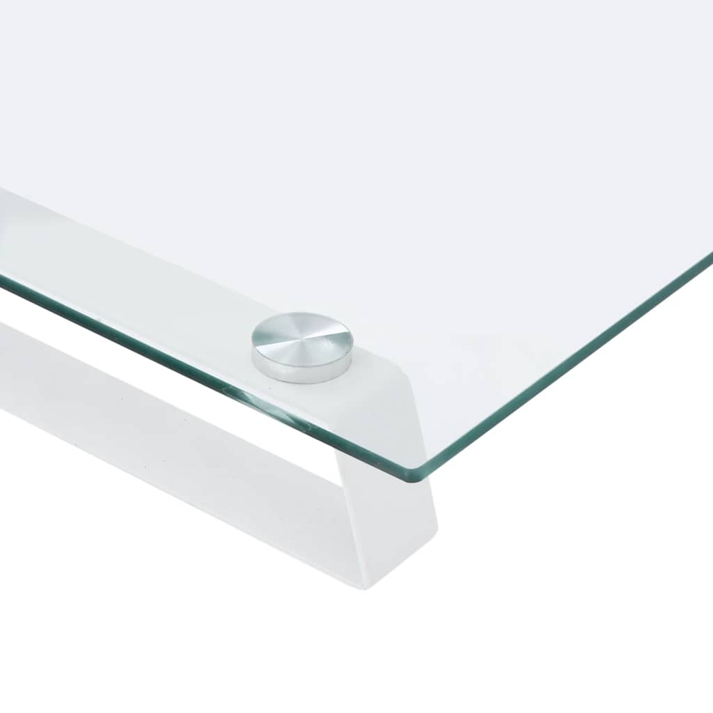 skærmstander 80x35x8 cm hærdet glas og metal hvid