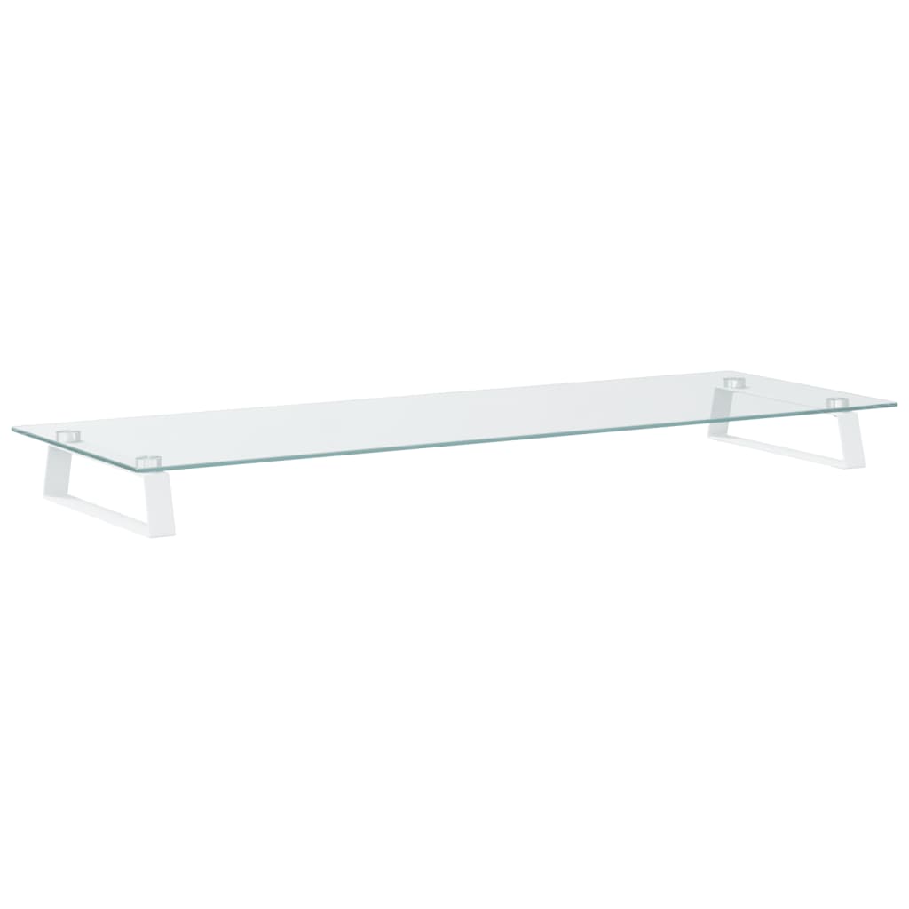 skærmstander 100x35x8 cm hærdet glas og metal hvid