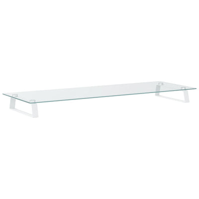skærmstander 100x35x8 cm hærdet glas og metal hvid