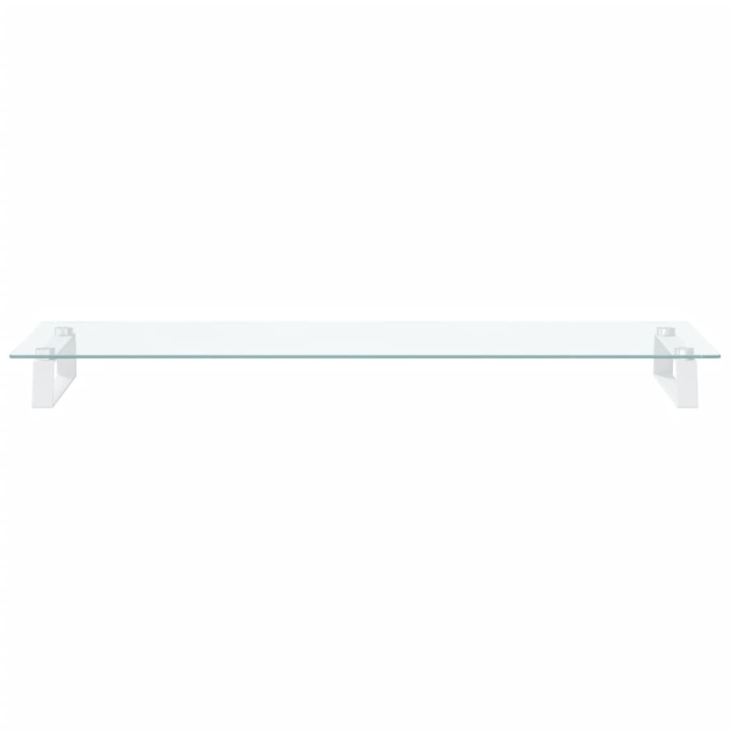 skærmstander 100x35x8 cm hærdet glas og metal hvid
