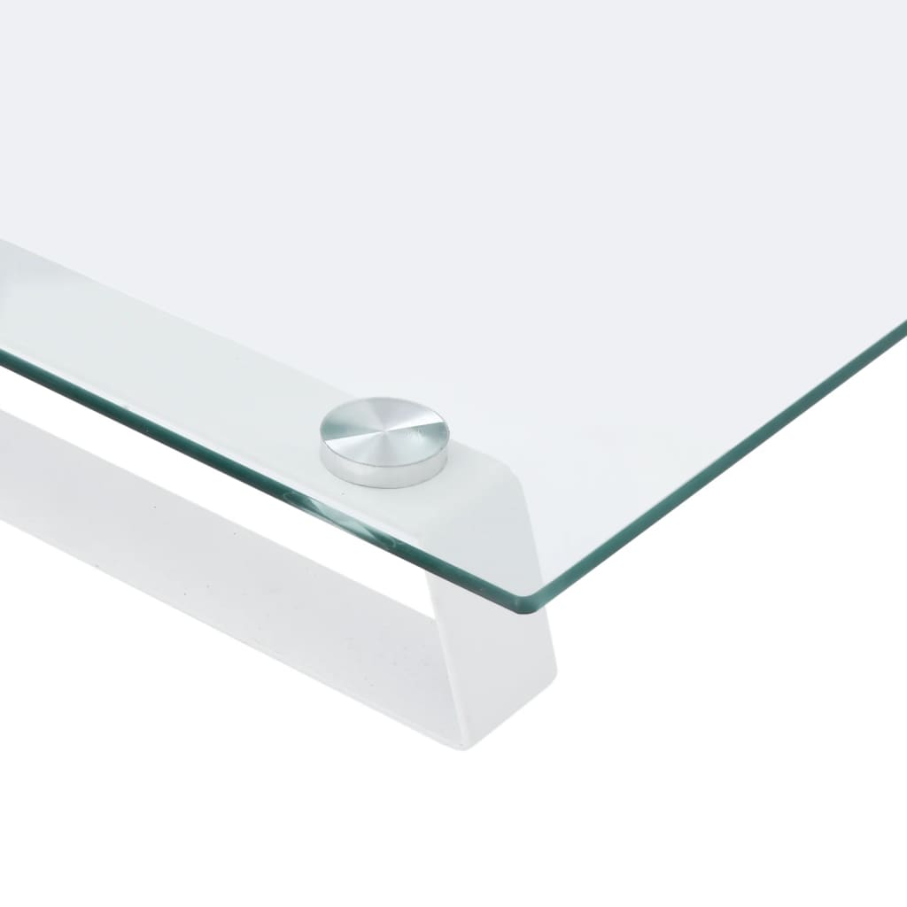 skærmstander 100x35x8 cm hærdet glas og metal hvid