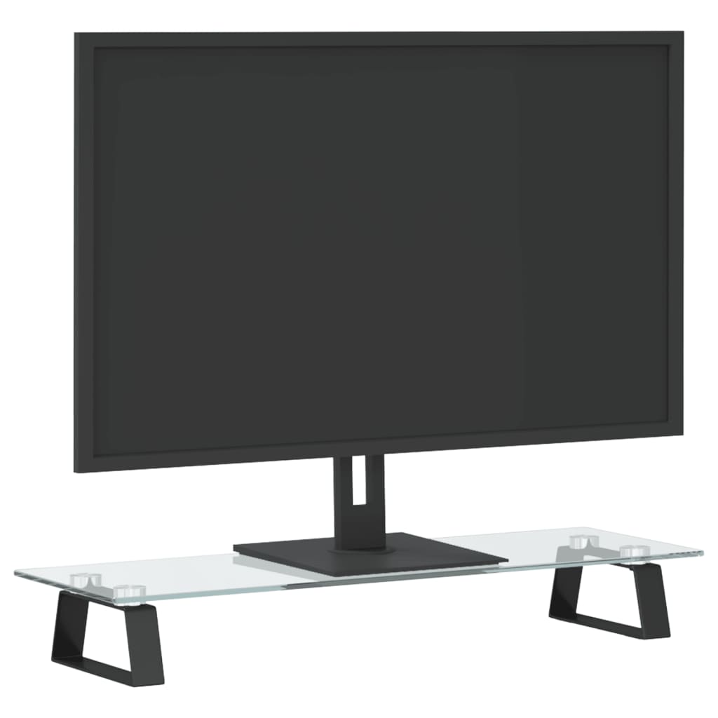 skærmstander 60x20x8 cm hærdet glas og metal sort