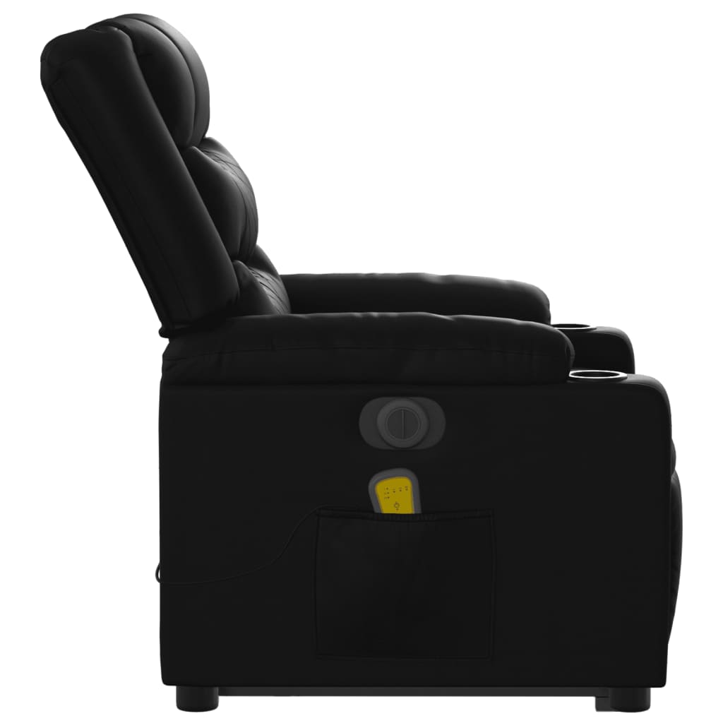 massagestol med løftefunktion kunstlæder sort