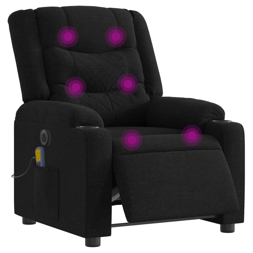 eldrevet massagestol stof sort