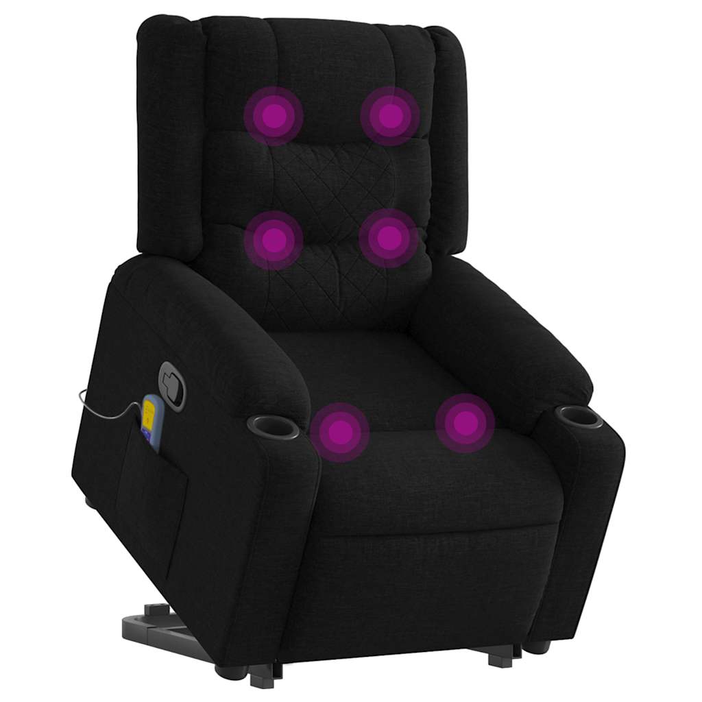 løftestol med massage stof sort