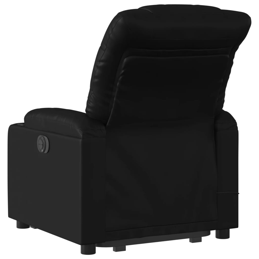 massagestol med løftefunktion kunstlæder sort