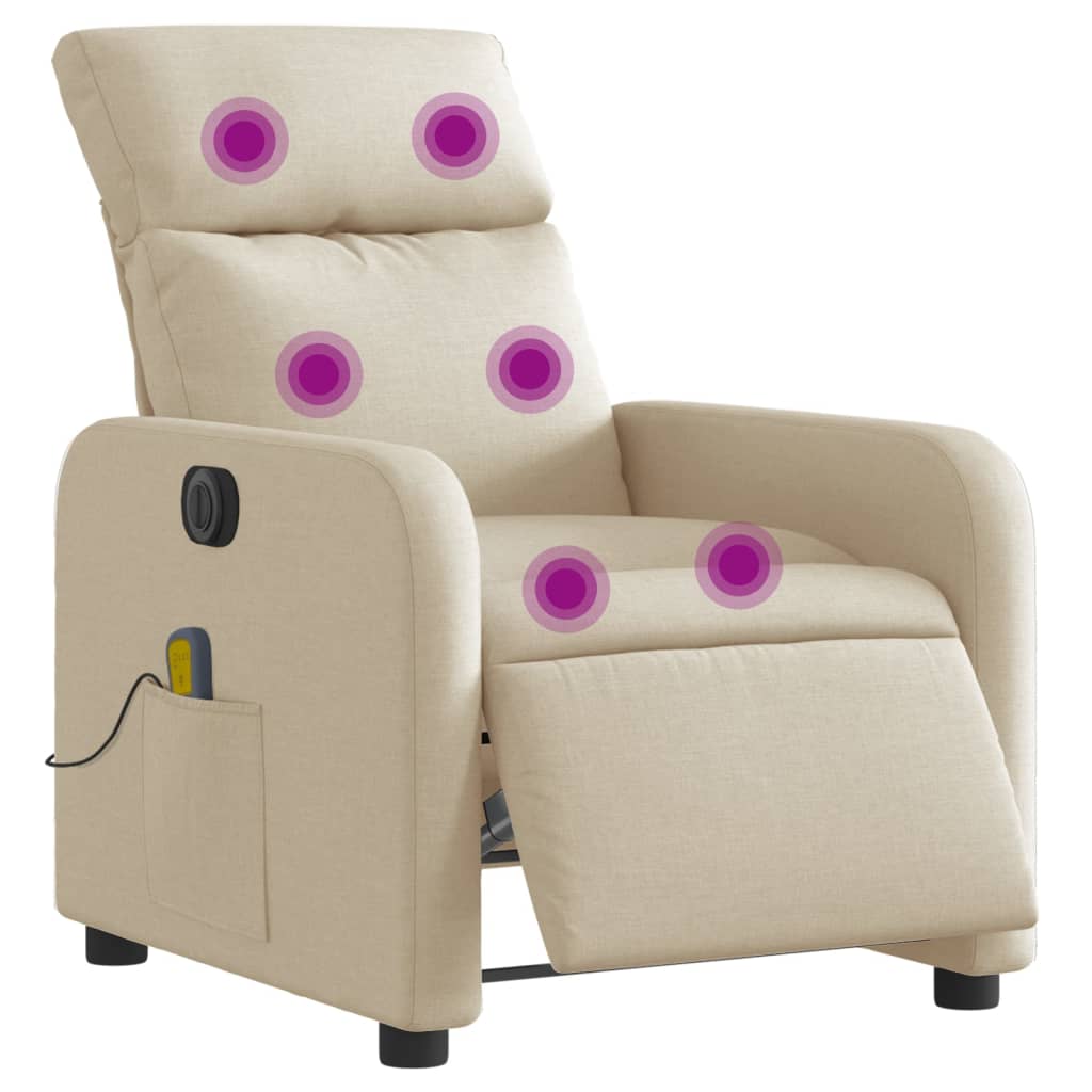 eldrevet massagestol stof cremefarvet
